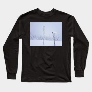 Frozen Trail Sign, Winter Hiking Long Sleeve T-Shirt